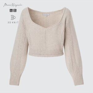 Mame Kurogouchi x Uniqlo 3D Knit Volume Long Sleeve Sweater in 30 NATURAL